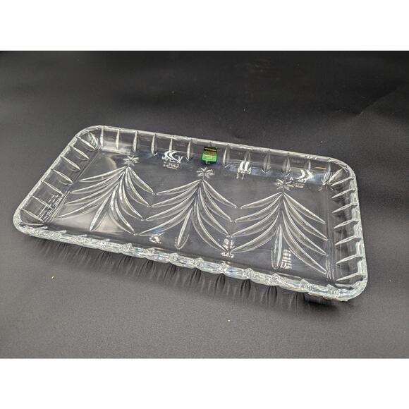 Marquis Waterford Crystal Christmas Tree Serving Tray Dish Vtg 1992 RARE EUC - Picture 7 of 7